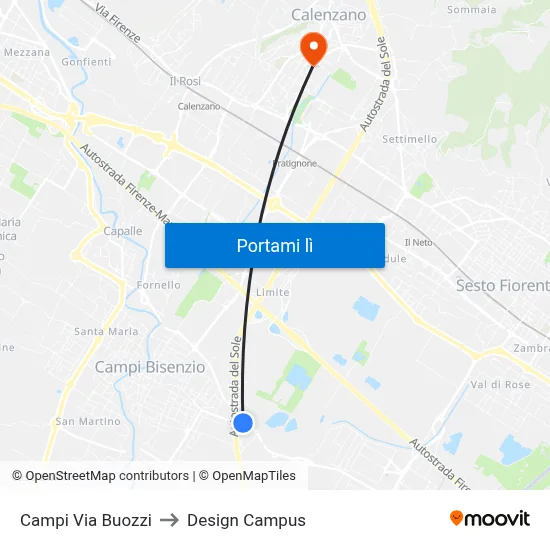 Campi Via Buozzi to Design Campus map
