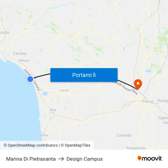Marina Di Pietrasanta to Design Campus map