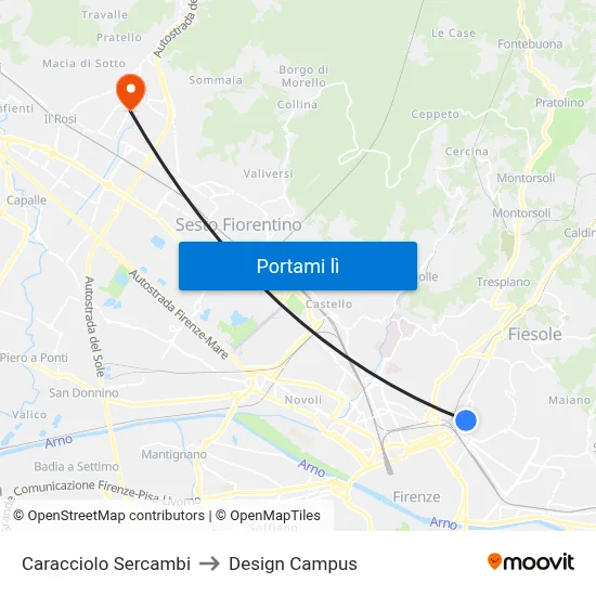 Caracciolo Sercambi to Design Campus map