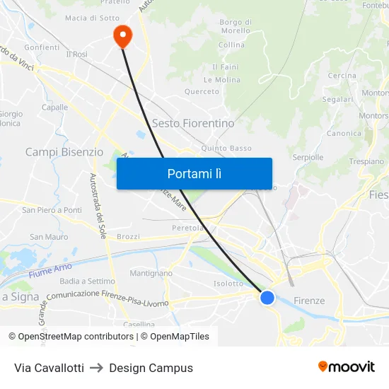 Via Cavallotti to Design Campus map