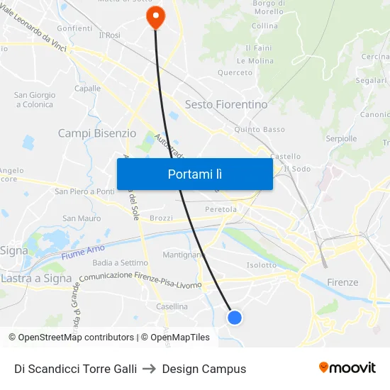 Di Scandicci Torre Galli to Design Campus map