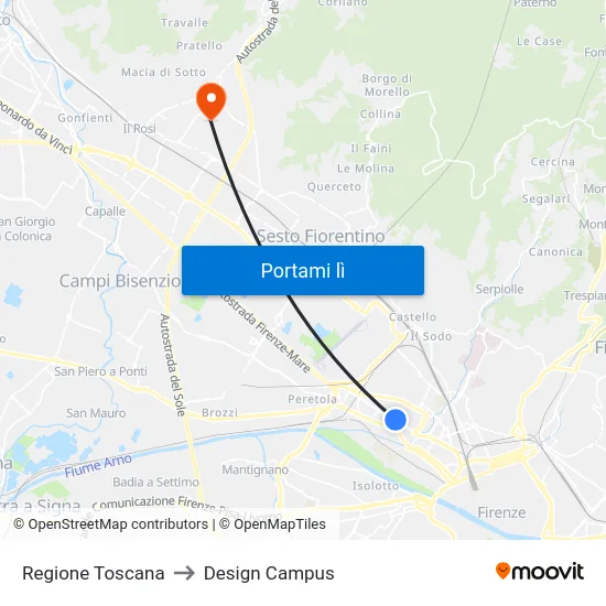 Regione Toscana to Design Campus map