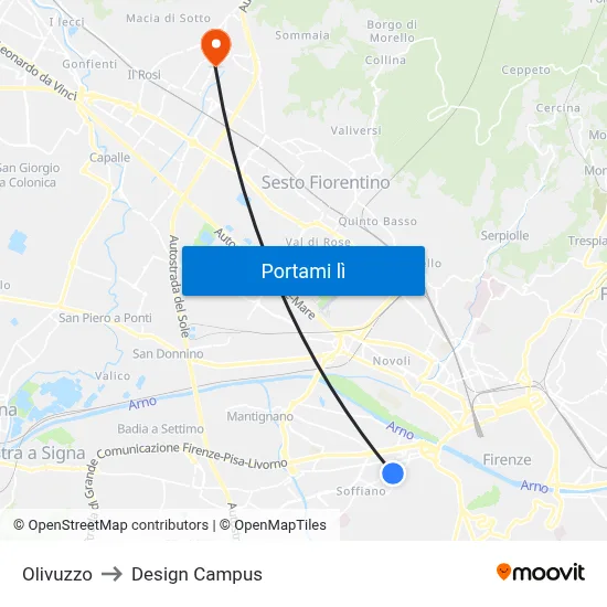Olivuzzo to Design Campus map
