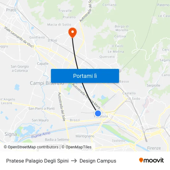 Pratese Palagio Degli Spini to Design Campus map