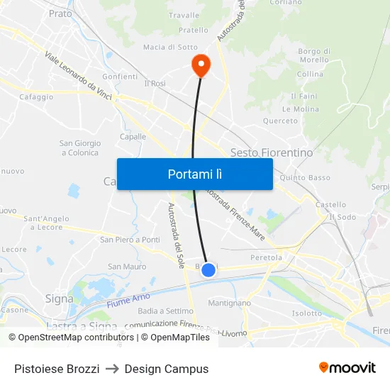 Pistoiese Brozzi to Design Campus map