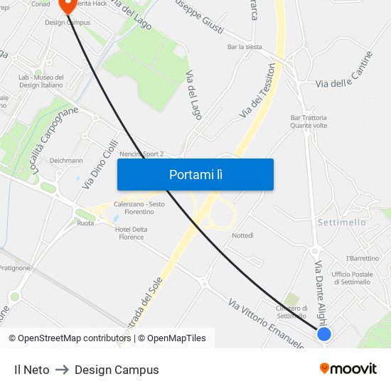 Il Neto to Design Campus map