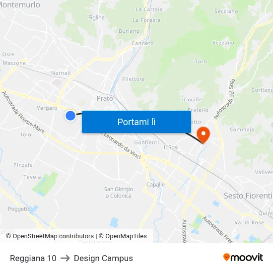 Reggiana 10 to Design Campus map