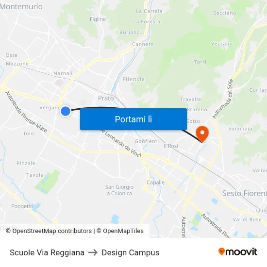 Scuole Via Reggiana to Design Campus map