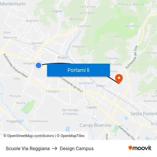Scuole Via Reggiana to Design Campus map