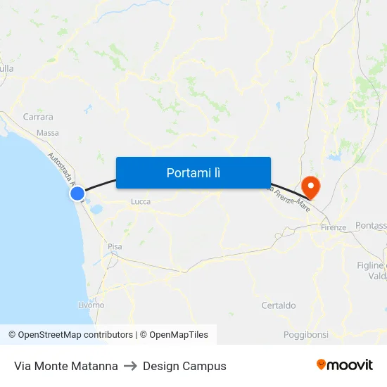 Via Monte Matanna to Design Campus map