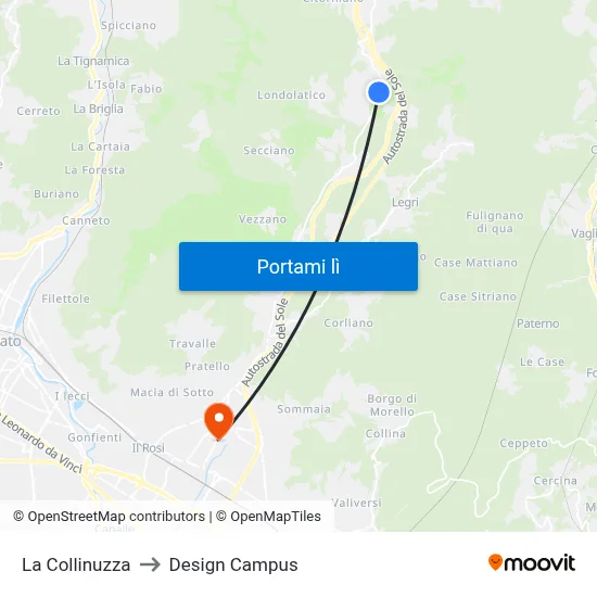 La Collinuzza to Design Campus map