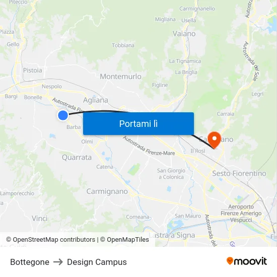 Bottegone to Design Campus map