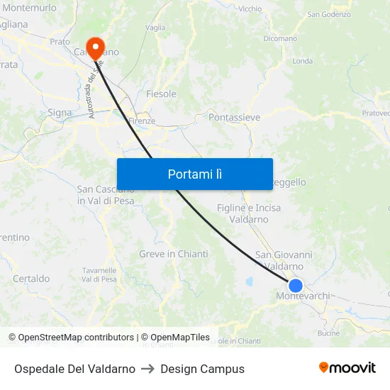 Ospedale Del Valdarno to Design Campus map