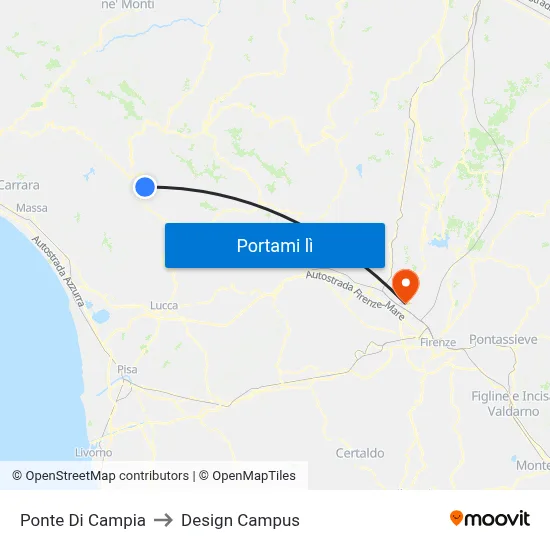 Ponte Di Campia to Design Campus map