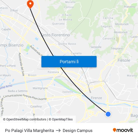 Po Palagi Villa Margherita to Design Campus map