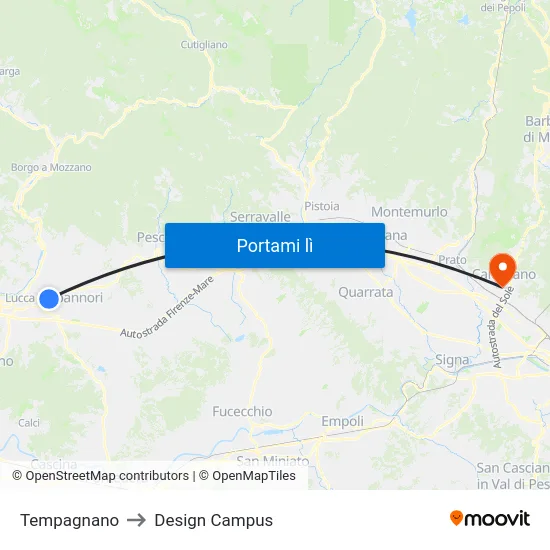 Tempagnano to Design Campus map