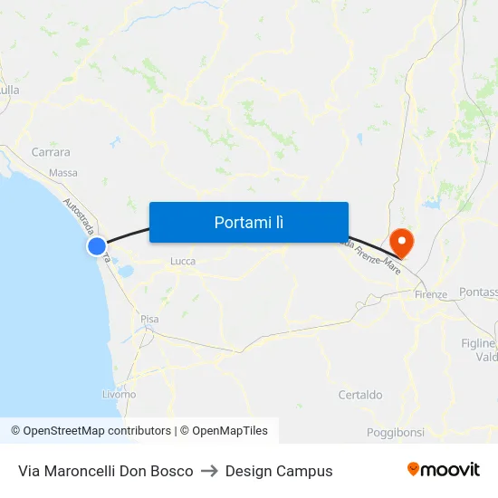 Via Maroncelli Don Bosco to Design Campus map