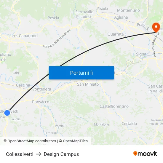 Collesalvetti to Design Campus map