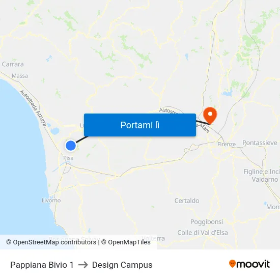 Pappiana Bivio 1 to Design Campus map