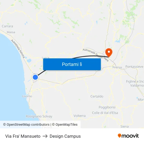 Via Fra' Mansueto to Design Campus map