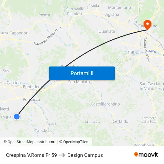 Crespina V.Roma Fr 59 to Design Campus map