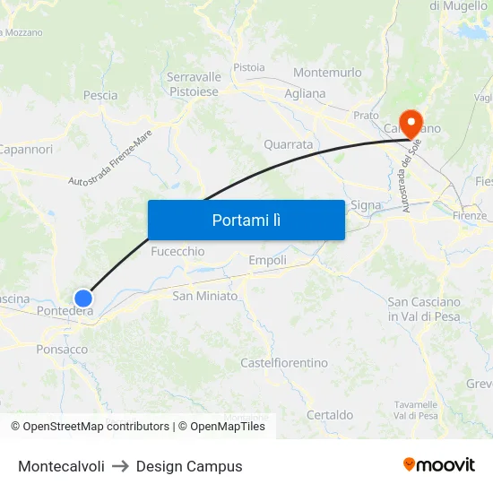 Montecalvoli to Design Campus map