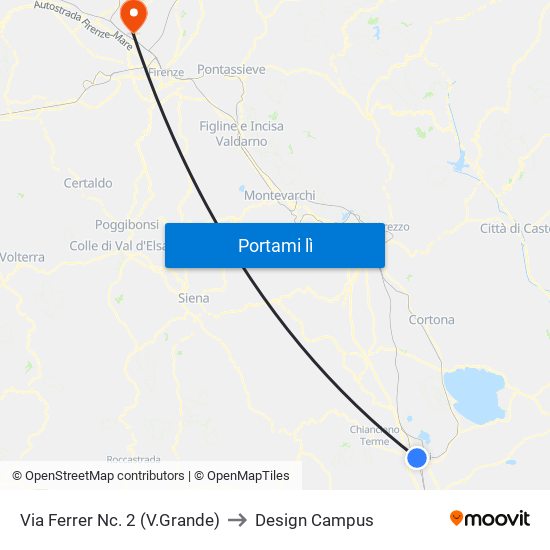 Via Ferrer Nc. 2 (V.Grande) to Design Campus map