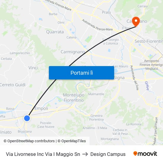 Via Livornese Inc Via I Maggio Sn to Design Campus map