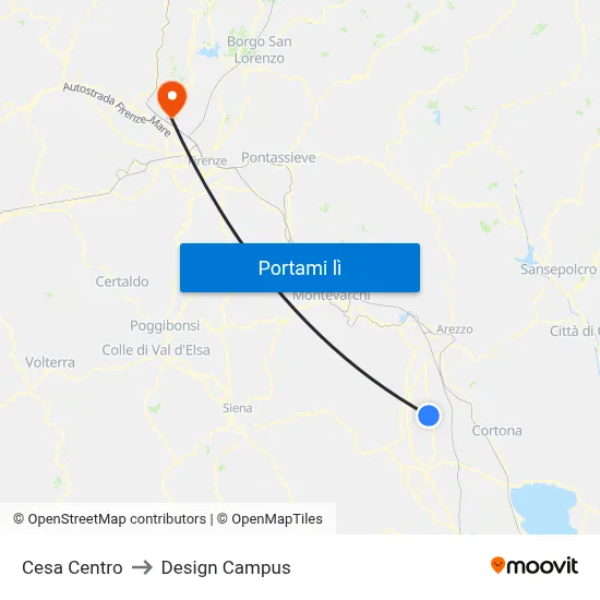 Cesa Centro to Design Campus map