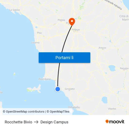 Rocchette Bivio to Design Campus map