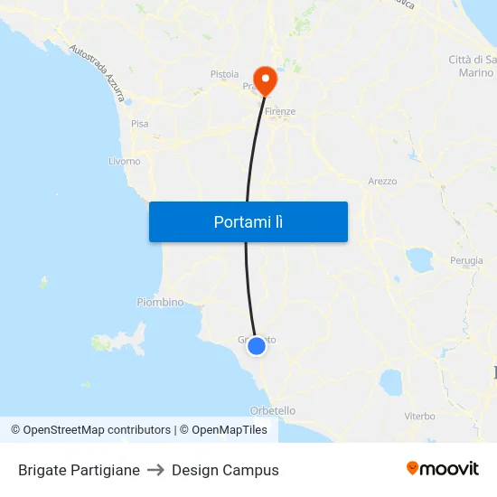 Brigate Partigiane to Design Campus map