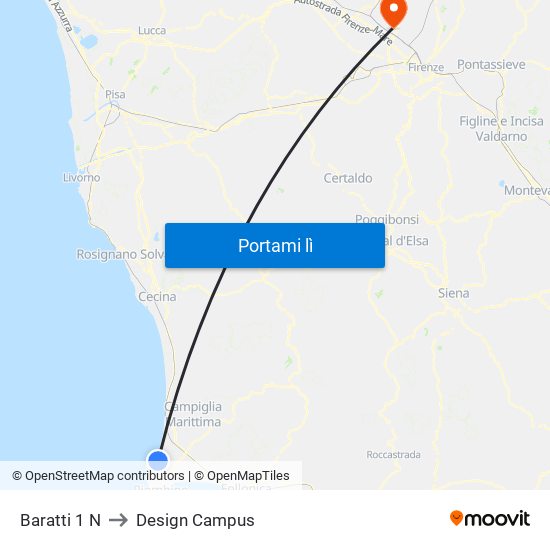 Baratti 1 N to Design Campus map