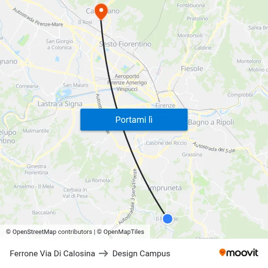Ferrone Via Di Calosina to Design Campus map