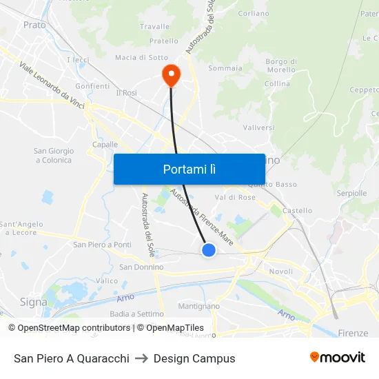 San Piero A Quaracchi to Design Campus map