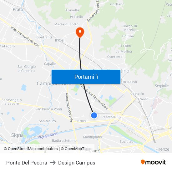 Ponte Del Pecora to Design Campus map