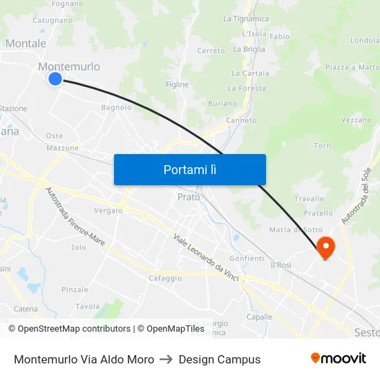 Montemurlo Via Aldo Moro to Design Campus map