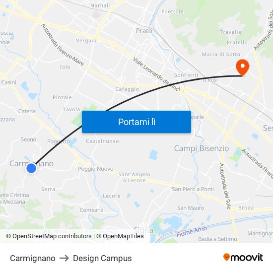 Carmignano to Design Campus map