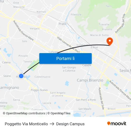 Poggetto Via Monticello to Design Campus map