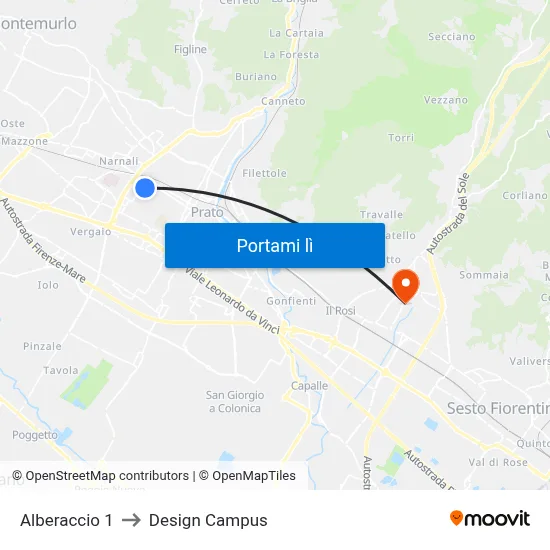 Alberaccio 1 to Design Campus map
