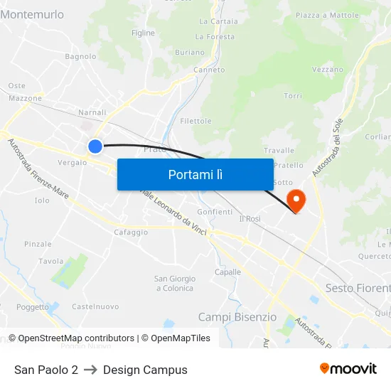 San Paolo 2 to Design Campus map