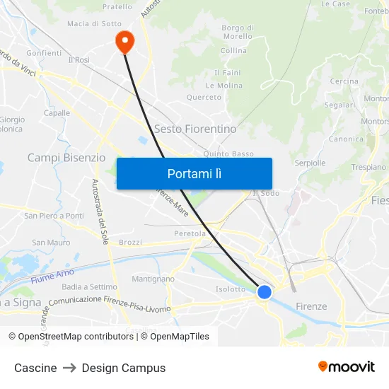 Cascine to Design Campus map