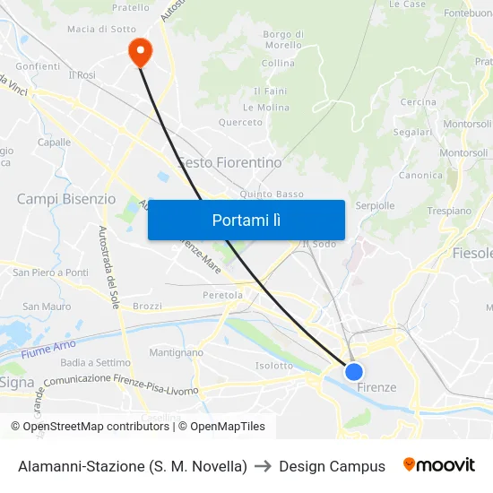Alamanni-Stazione (S. M. Novella) to Design Campus map