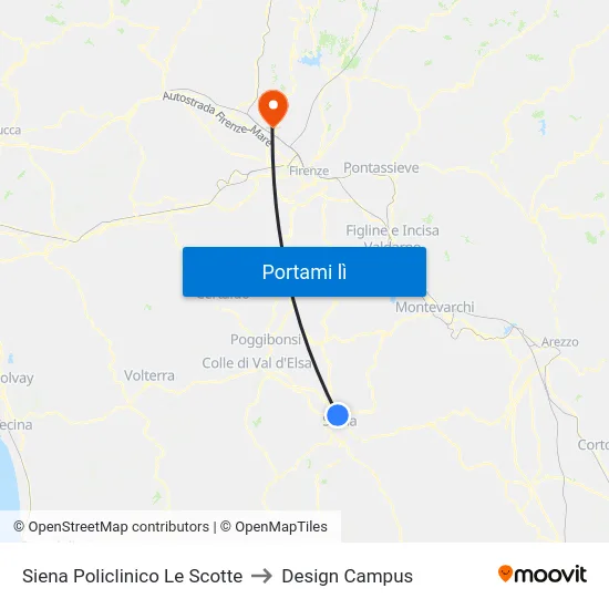 Siena Policlinico Le Scotte to Design Campus map