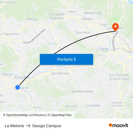 Le Melorie to Design Campus map