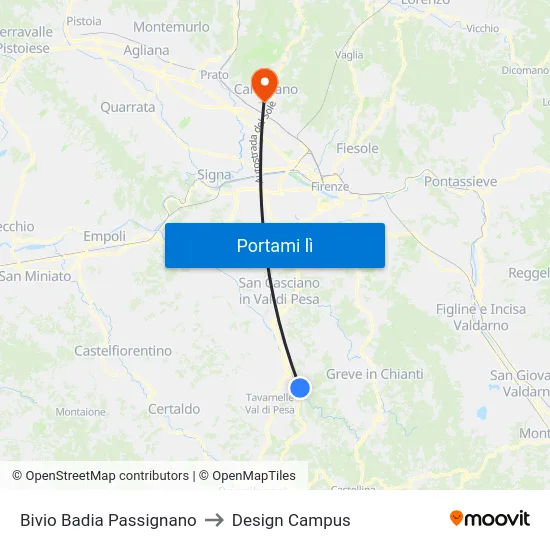 Bivio Badia Passignano to Design Campus map