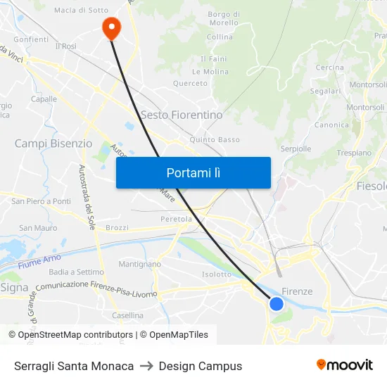 Serragli Santa Monaca to Design Campus map