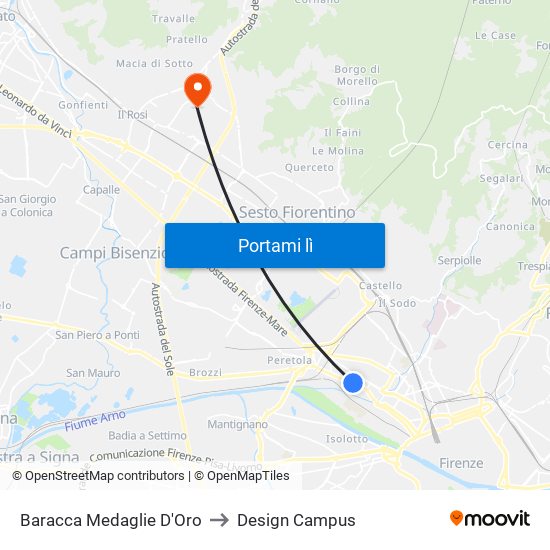 Baracca Medaglie D'Oro to Design Campus map