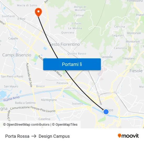 Porta Rossa to Design Campus map