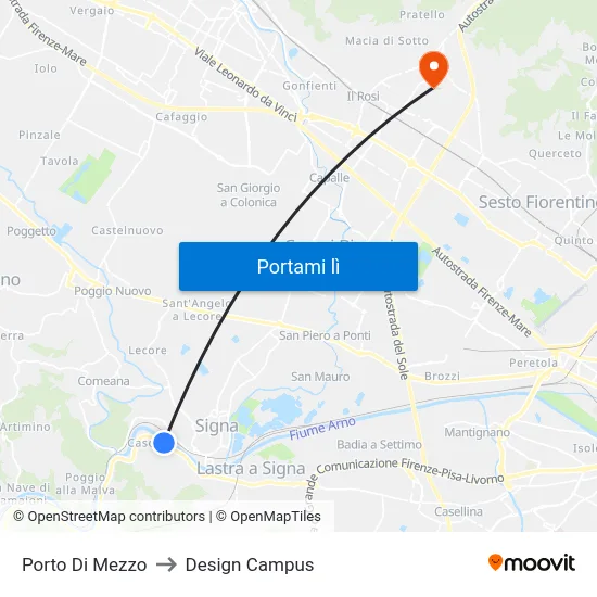 Porto Di Mezzo to Design Campus map