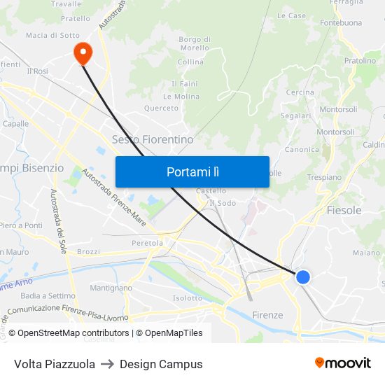 Volta Piazzuola to Design Campus map